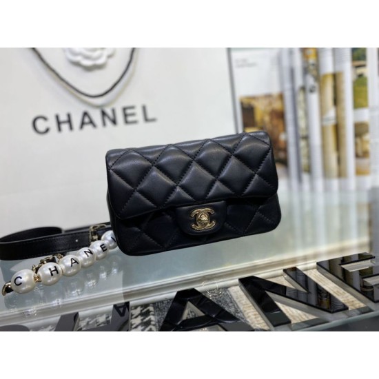 Replica Logo Pearl Chain Bag AS1610 Black