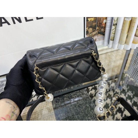 Replica Logo Pearl Chain Bag AS1610 Black