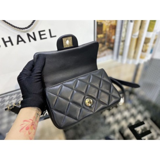 Replica Logo Pearl Chain Bag AS1610 Black