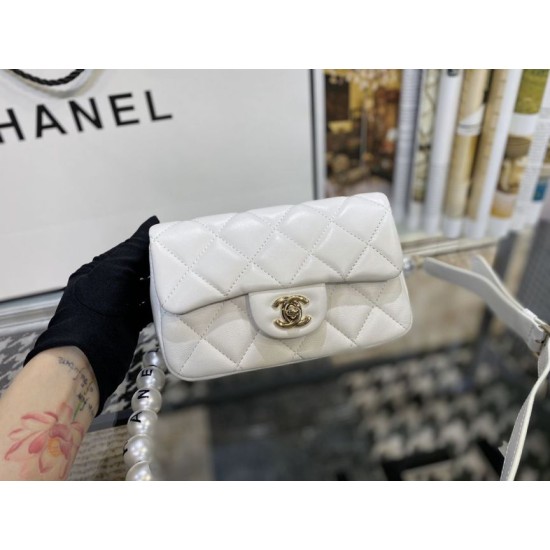 Fake Logo Pearl Chain Bag AS1610 White Replica