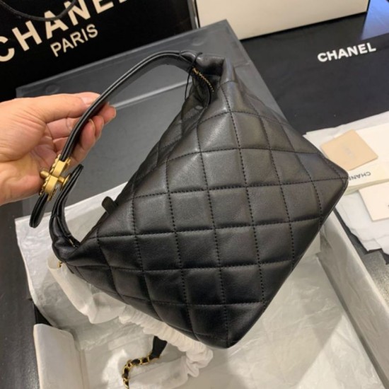 Fake Small Lambskin Hobo Bag AS1745 AS1746 Black Replica