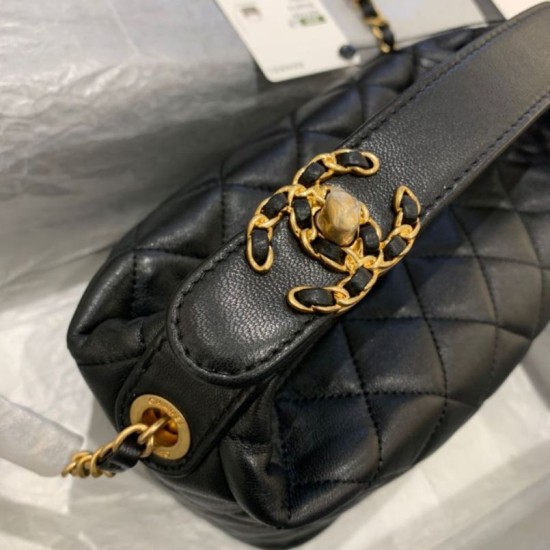 Fake Small Lambskin Hobo Bag AS1745 AS1746 Black Replica