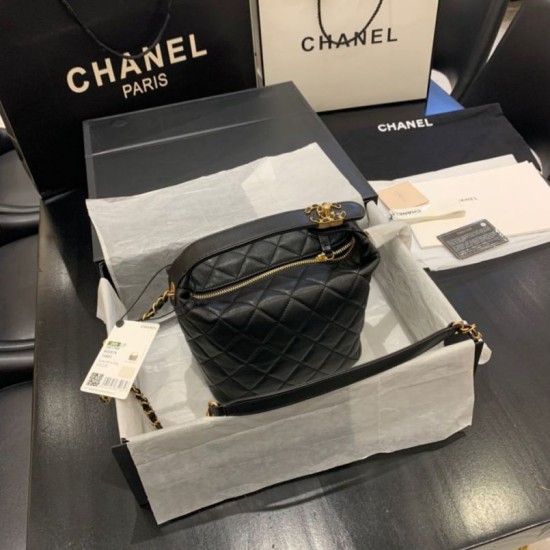 Fake Small Lambskin Hobo Bag AS1745 AS1746 Black Replica