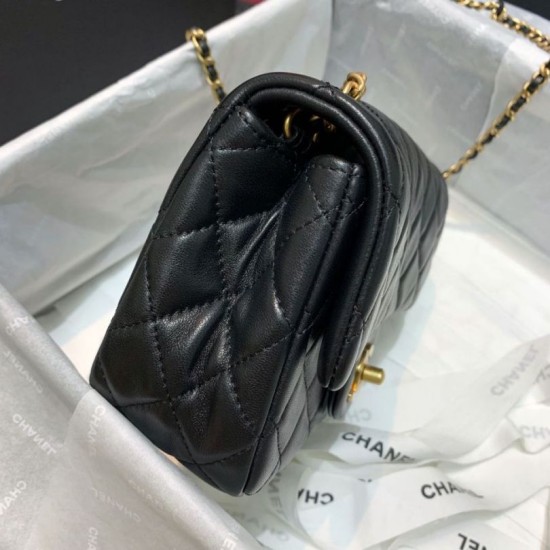 Fake Lambskin Flap Bag AS1786 Black Replica