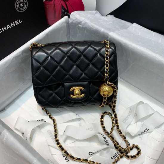 Fake Lambskin Flap Bag AS1786 Black Replica
