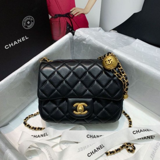 Fake Lambskin Flap Bag AS1786 Black Replica