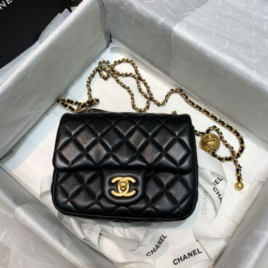 Fake Lambskin Flap Bag AS1786 Black Replica