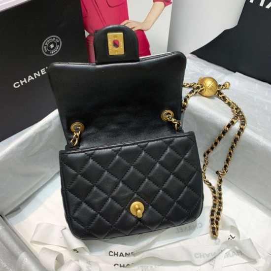 Fake Lambskin Flap Bag AS1786 Black Replica
