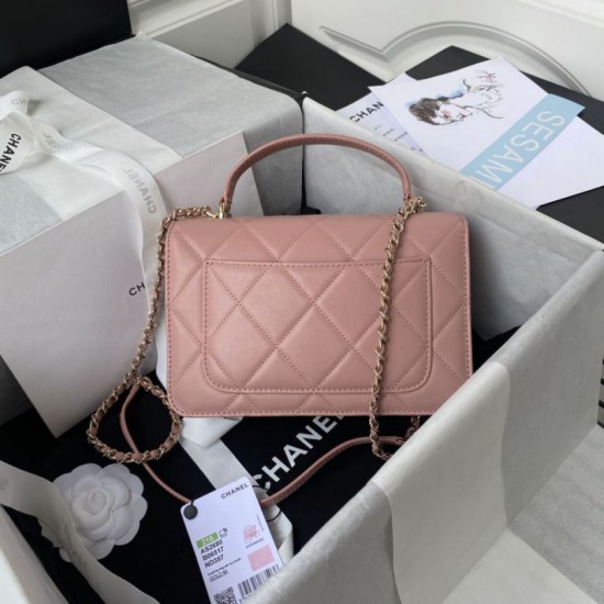 Replica Small Flap Bag With Top Handle AS2680 Pink