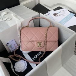 Replica Small Flap Bag With Top Handle AS2680 Pink