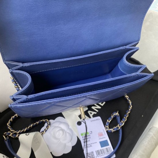 Replica Small Flap Bag With Top Handle AS2680 Blue