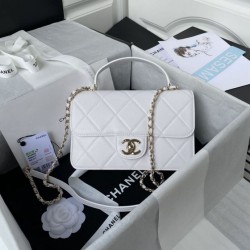 Replica Small Flap Bag With Top Handle AS2680 White