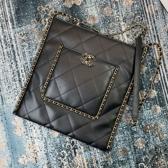 Fake Calfskin Shopping Bag AS2973 Black Replica