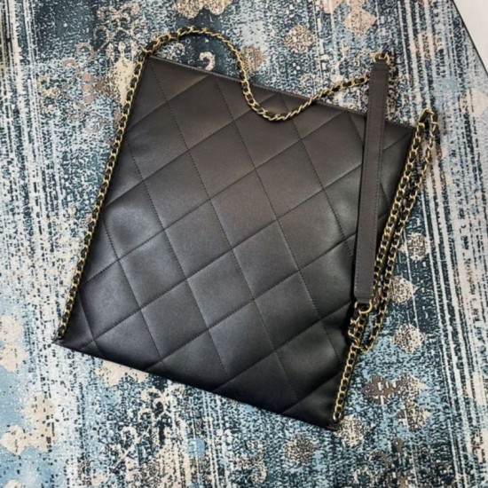 Fake Calfskin Shopping Bag AS2973 Black Replica