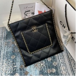 Fake Calfskin Shopping Bag AS2973 Black Replica