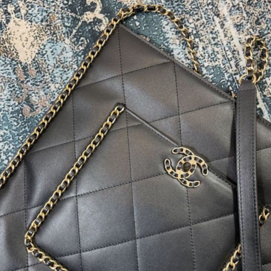 Fake Calfskin Shopping Bag AS2973 Black Replica
