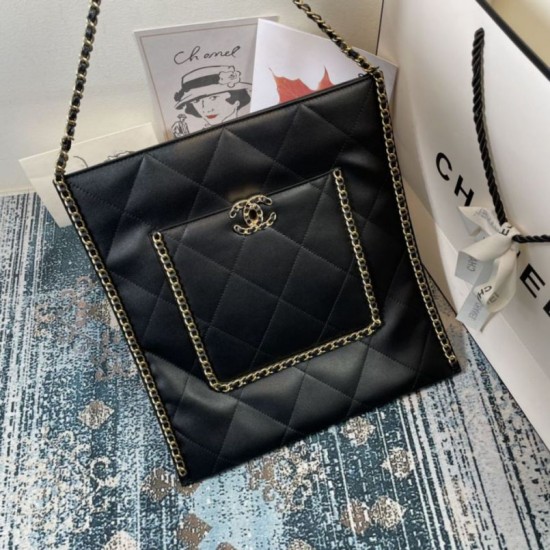 Fake Calfskin Shopping Bag AS2973 Black Replica
