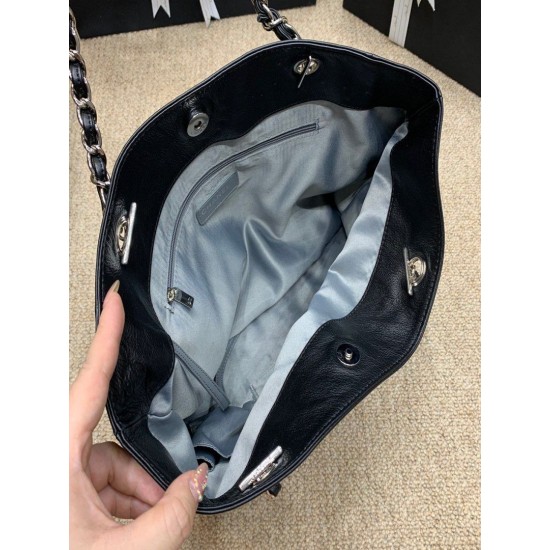 Fake Zipped Shopping Bag Black Replica