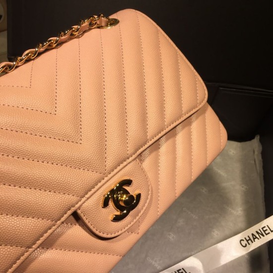 Replica Medium Chevron Grain Embossed Calfskin Bag A01112 Pink