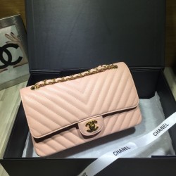 Replica Medium Chevron Grain Embossed Calfskin Bag A01112 Pink
