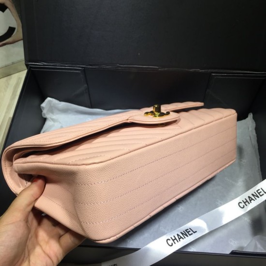 Replica Medium Chevron Grain Embossed Calfskin Bag A01112 Pink