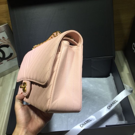 Replica Medium Chevron Grain Embossed Calfskin Bag A01112 Pink