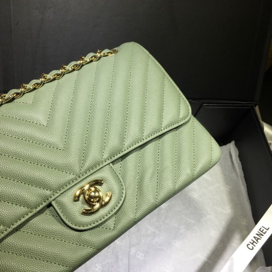 Replica Medium Chevron Grain Embossed Calfskin Bag A01112 Light Green