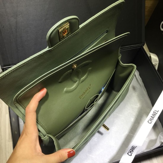 Replica Medium Chevron Grain Embossed Calfskin Bag A01112 Light Green
