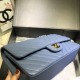 Fake Medium Chevron Grain Embossed Calfskin Bag A01112 Blue Replica
