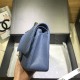 Fake Medium Chevron Grain Embossed Calfskin Bag A01112 Blue Replica