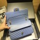 Fake Medium Chevron Grain Embossed Calfskin Bag A01112 Blue Replica