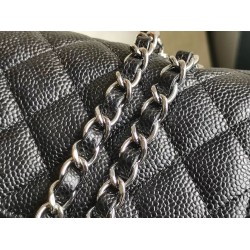 Fake Medium Classic Caviar Flap Bag A1112 Black Siliver / Gold Hardware Replica