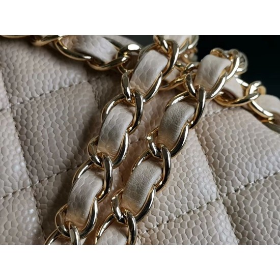 Replica Medium Classic Caviar Flap Bag A1112 Apricot Siliver / Gold Hardware