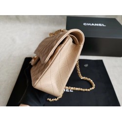 Replica Medium Classic Caviar Flap Bag A1112 Apricot Siliver / Gold Hardware