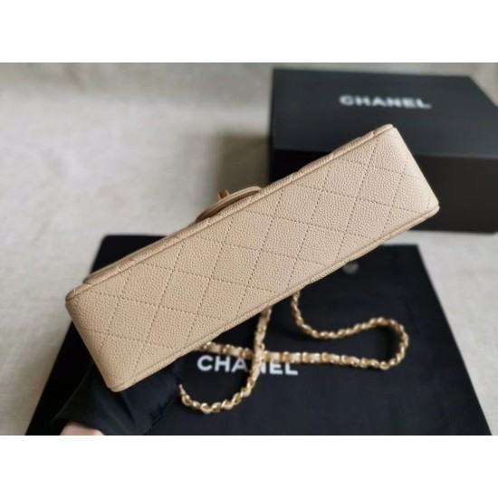 Replica Medium Classic Caviar Flap Bag A1112 Apricot Siliver / Gold Hardware