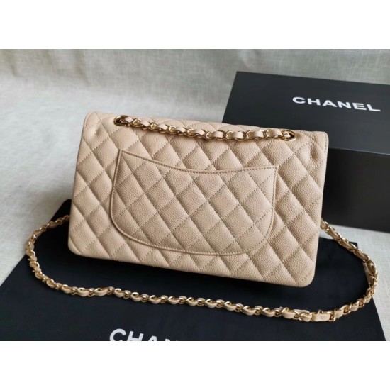 Replica Medium Classic Caviar Flap Bag A1112 Apricot Siliver / Gold Hardware
