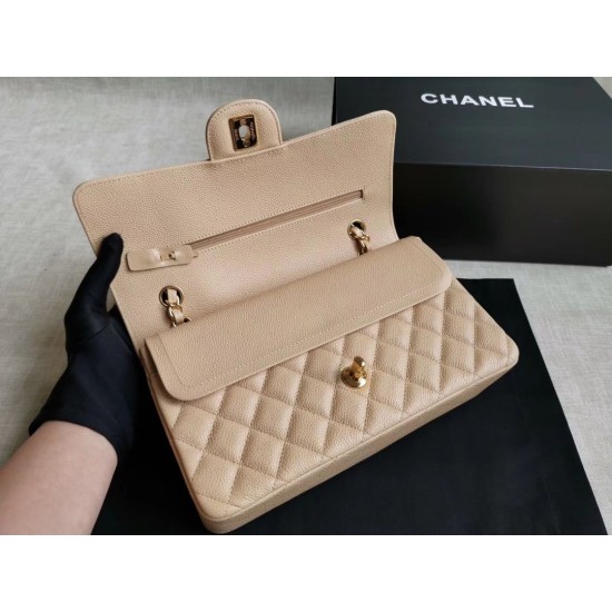 Replica Medium Classic Caviar Flap Bag A1112 Apricot Siliver / Gold Hardware
