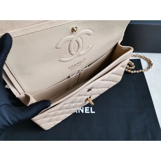 Replica Medium Classic Caviar Flap Bag A1112 Apricot Siliver / Gold Hardware