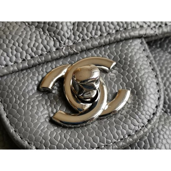 Replica Medium Classic Caviar Flap Bag A1112 Gray Siliver / Gold Hardware