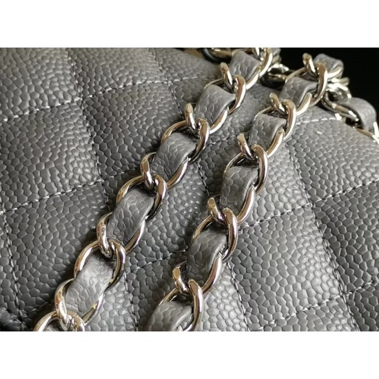 Replica Medium Classic Caviar Flap Bag A1112 Gray Siliver / Gold Hardware