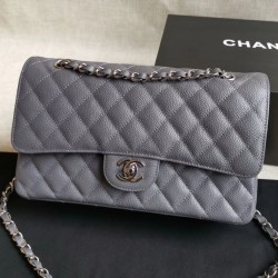 Replica Medium Classic Caviar Flap Bag A1112 Gray Siliver / Gold Hardware