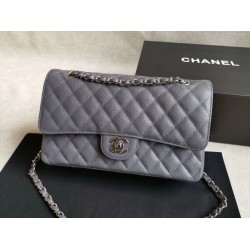Replica Medium Classic Caviar Flap Bag A1112 Gray Siliver / Gold Hardware