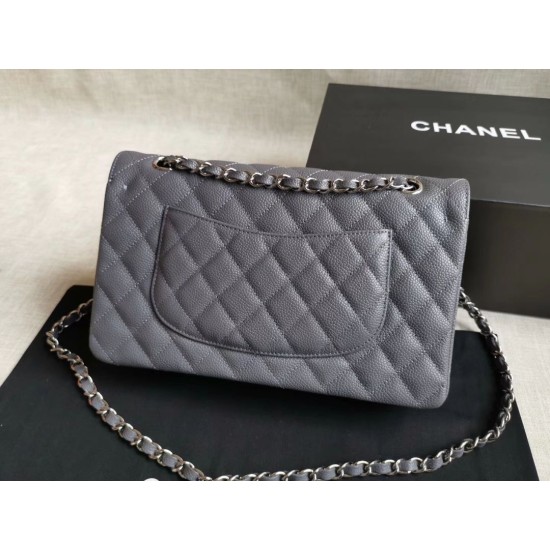Replica Medium Classic Caviar Flap Bag A1112 Gray Siliver / Gold Hardware
