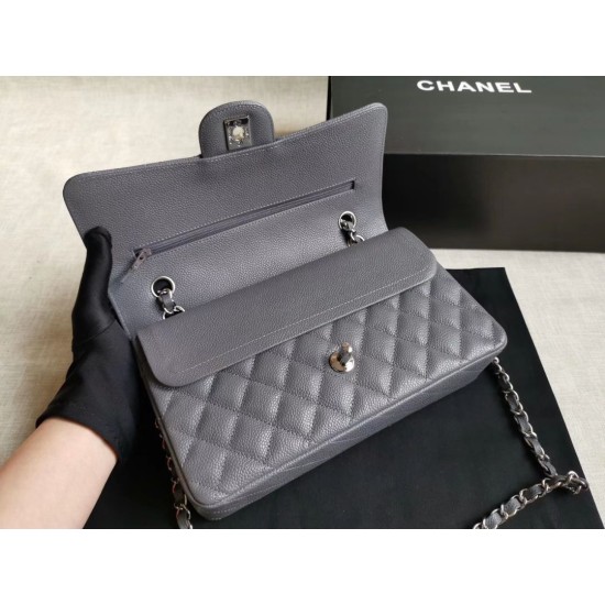 Replica Medium Classic Caviar Flap Bag A1112 Gray Siliver / Gold Hardware