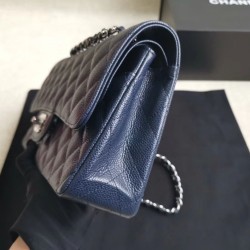 Fake Medium Classic Caviar Flap Bag A1112 Blue Siliver / Gold Hardware Replica Replica Medium Classic Caviar Flap Bag A1112 Blue Siliver / Gold Hardware