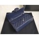Replica Medium Classic Caviar Flap Bag A1112 Blue Siliver / Gold Hardware