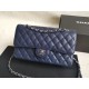 Replica Medium Classic Caviar Flap Bag A1112 Blue Siliver / Gold Hardware