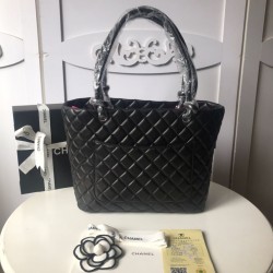 Replica Cambon Lambskin Tote Bag with Black CC A25169 Black Replica Cambon Lambskin Tote Bag with Black CC A25169 Black