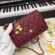 Fake Stitch Chain Grained Calfskin Woc Bag A33814 Claret Replica Fake Stitch Chain Grained Calfskin Woc Bag A33814 Claret Replica