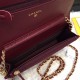 Fake Stitch Chain Grained Calfskin Woc Bag A33814 Claret Replica Fake Stitch Chain Grained Calfskin Woc Bag A33814 Claret Replica